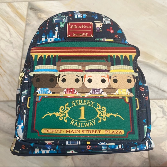 DISNEY PARKS LOUNGEFLY NWT BACKPACK DAPPED DAN MAIN STREET USA - Picture 4 of 9